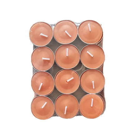 Factory 15 pack colored tealight candles smokeless for selling